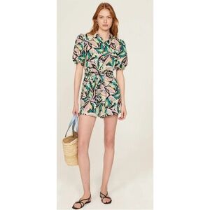 Peter Som Collective Tropical Print Puff Sleeve Romper